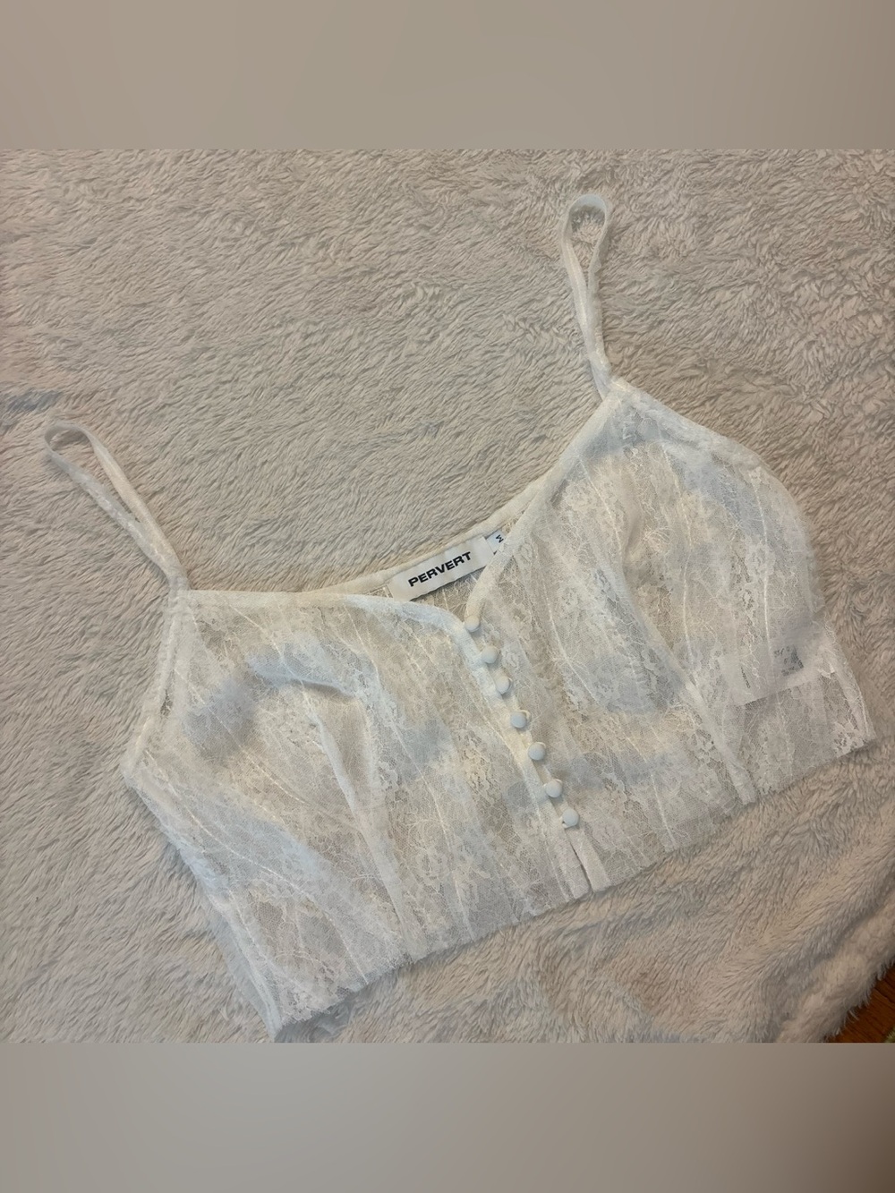 Pervert Lace Button-Front Cropped Cami